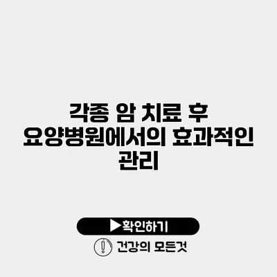 각종 암 치료 후 요양병원에서의 효과적인 관리