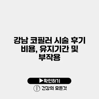 강남 코필러 시술 후기 비용, 유지기간 및 부작용