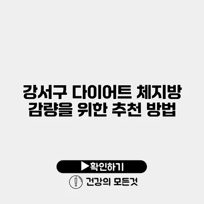 강서구 다이어트 체지방 감량을 위한 추천 방법