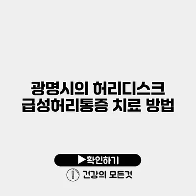 광명시의 허리디스크 급성허리통증 치료 방법