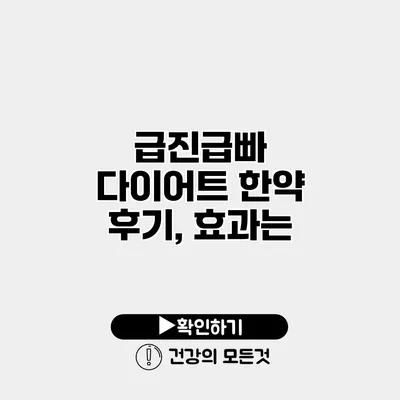 급진급빠 다이어트 한약 후기, 효과는?