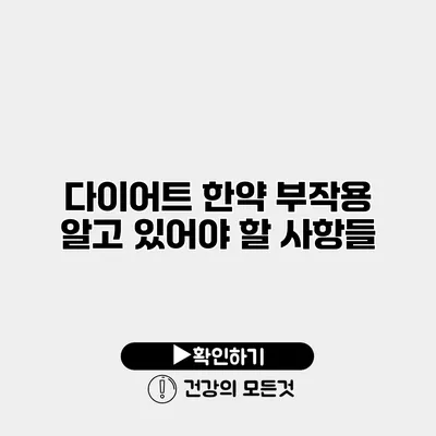 다이어트 한약 부작용 알고 있어야 할 사항들