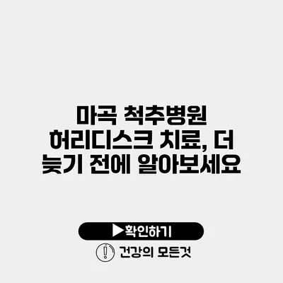 마곡 척추병원 허리디스크 치료, 더 늦기 전에 알아보세요