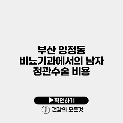 부산 양정동 비뇨기과에서의 남자 정관수술 비용