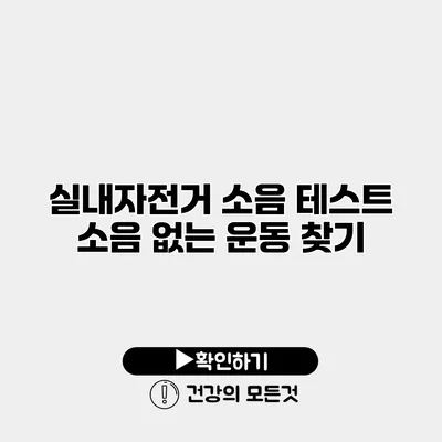 실내자전거 소음 테스트 소음 없는 운동 찾기