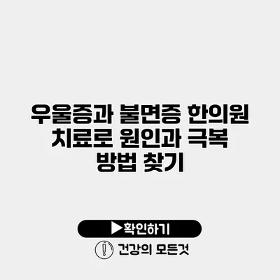 우울증과 불면증 한의원 치료로 원인과 극복 방법 찾기