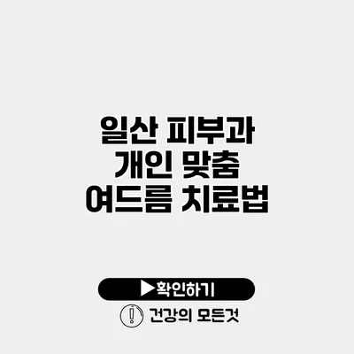 일산 피부과 개인 맞춤 여드름 치료법