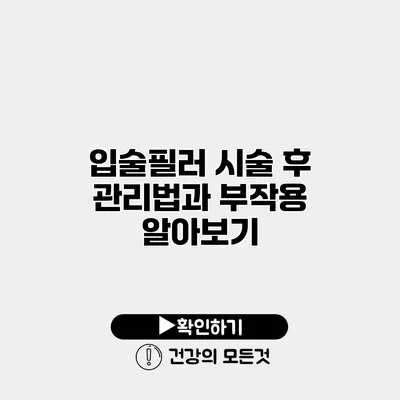 입술필러 시술 후 관리법과 부작용 알아보기
