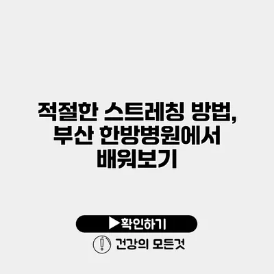 적절한 스트레칭 방법, 부산 한방병원에서 배워보기