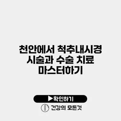 천안에서 척추내시경 시술과 수술 치료 마스터하기