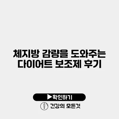 체지방 감량을 도와주는 다이어트 보조제 후기