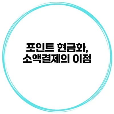 포인트 현금화, 소액결제의 이점