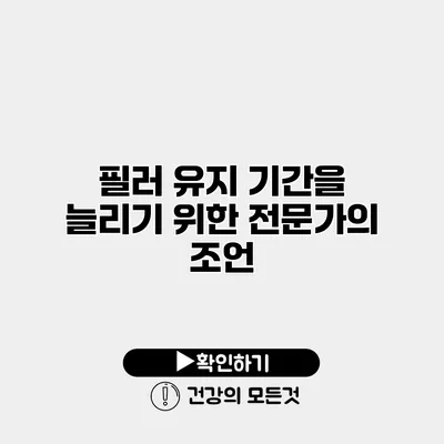 필러 유지 기간을 늘리기 위한 전문가의 조언