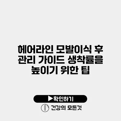 헤어라인 모발이식 후 관리 가이드 생착률을 높이기 위한 팁