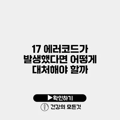 17 에러코드가 발생했다면 어떻게 대처해야 할까?