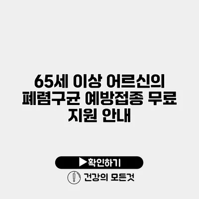 65세 이상 어르신의 폐렴구균 예방접종 무료 지원 안내