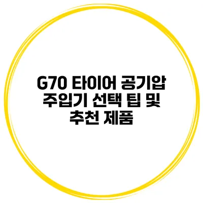 G70 타이어 공기압 주입기 선택 팁 및 추천 제품