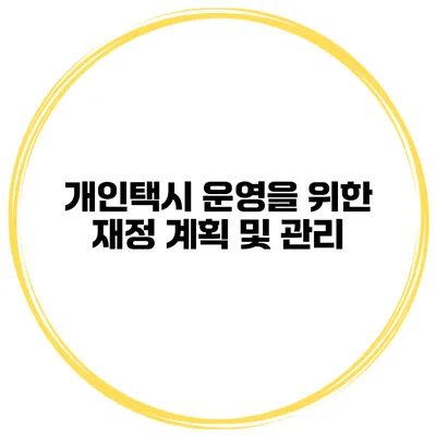 개인택시 운영을 위한 재정 계획 및 관리