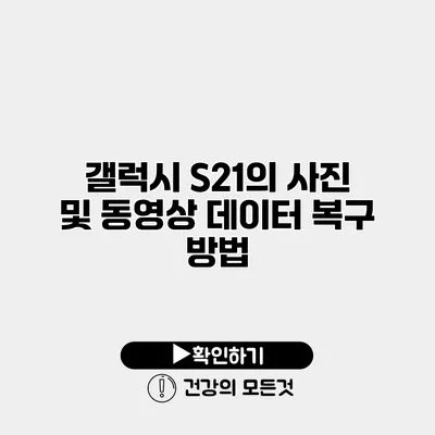 갤럭시 S21의 사진 및 동영상 데이터 복구 방법