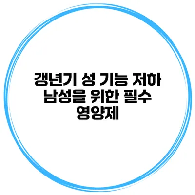 갱년기 성 기능 저하 남성을 위한 필수 영양제