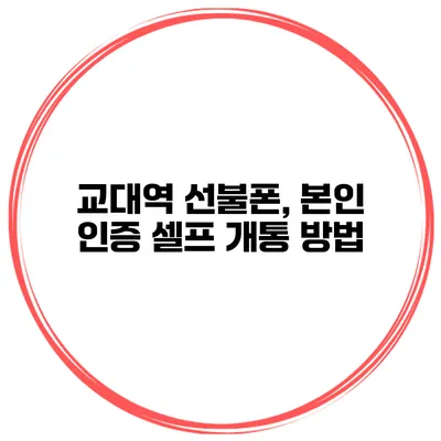 교대역 선불폰, 본인 인증 셀프 개통 방법