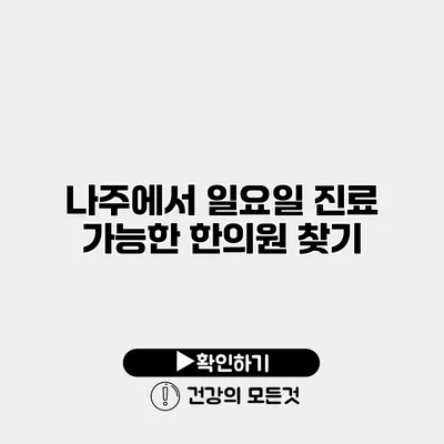 나주에서 일요일 진료 가능한 한의원 찾기