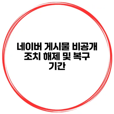 네이버 게시물 비공개 조치 해제 및 복구 기간