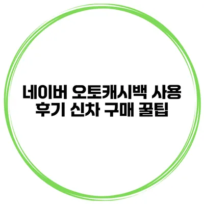 네이버 오토캐시백 사용 후기 신차 구매 꿀팁