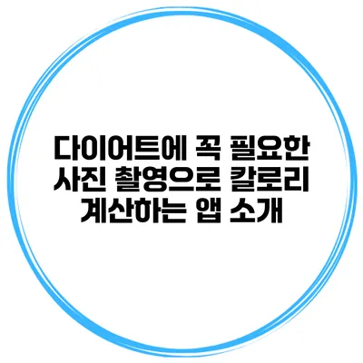 다이어트에 꼭 필요한 사진 촬영으로 칼로리 계산하는 앱 소개