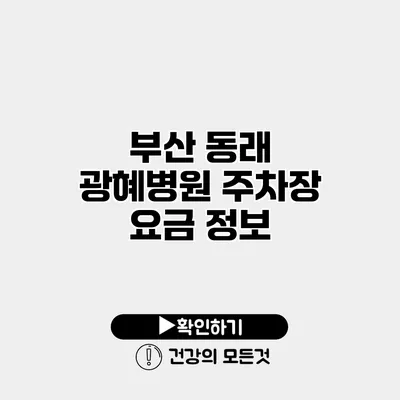 부산 동래 광혜병원 주차장 요금 정보