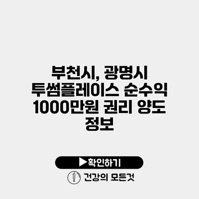 부천시, 광명시 투썸플레이스 순수익 1000만원 권리 양도 정보