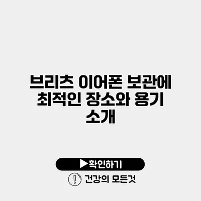 브리츠 이어폰 보관에 최적인 장소와 용기 소개