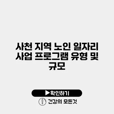 사천 지역 노인 일자리 사업 프로그램 유형 및 규모