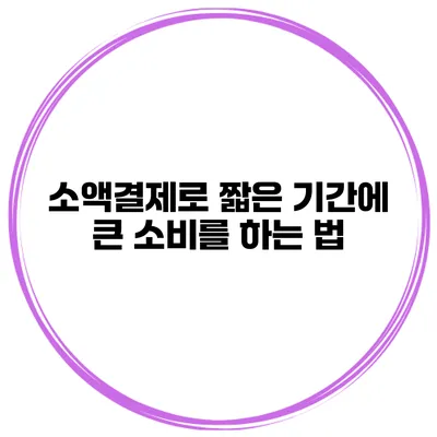 소액결제로 짧은 기간에 큰 소비를 하는 법