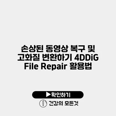 손상된 동영상 복구 및 고화질 변환하기 4DDiG File Repair 활용법