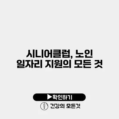 시니어클럽, 노인 일자리 지원의 모든 것