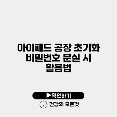 아이패드 공장 초기화 비밀번호 분실 시 활용법