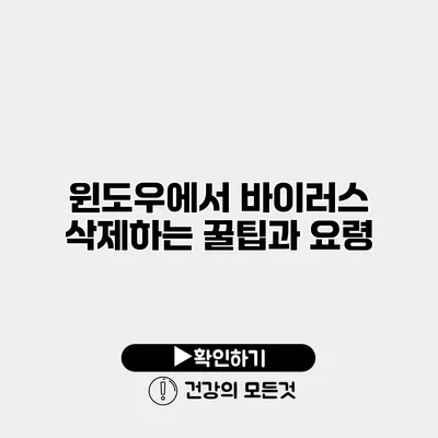 윈도우에서 바이러스 삭제하는 꿀팁과 요령
