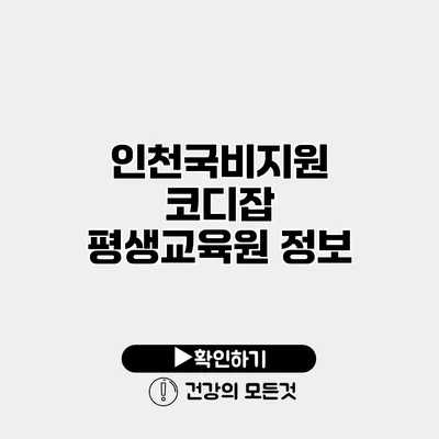 인천국비지원 코디잡 평생교육원 정보