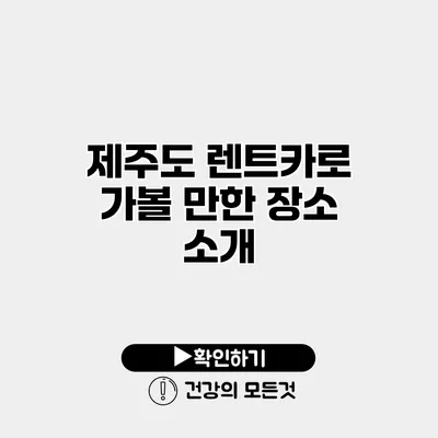제주도 렌트카로 가볼 만한 장소 소개