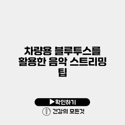 차량용 블루투스를 활용한 음악 스트리밍 팁