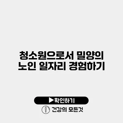 청소원으로서 밀양의 노인 일자리 경험하기