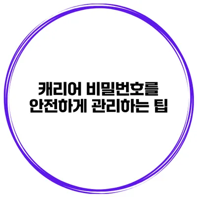 캐리어 비밀번호를 안전하게 관리하는 팁