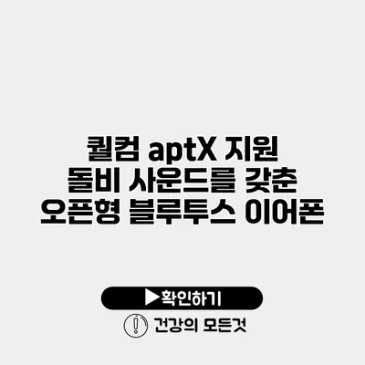 퀄컴 aptX 지원 돌비 사운드를 갖춘 오픈형 블루투스 이어폰