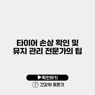타이어 손상 확인 및 유지 관리 전문가의 팁